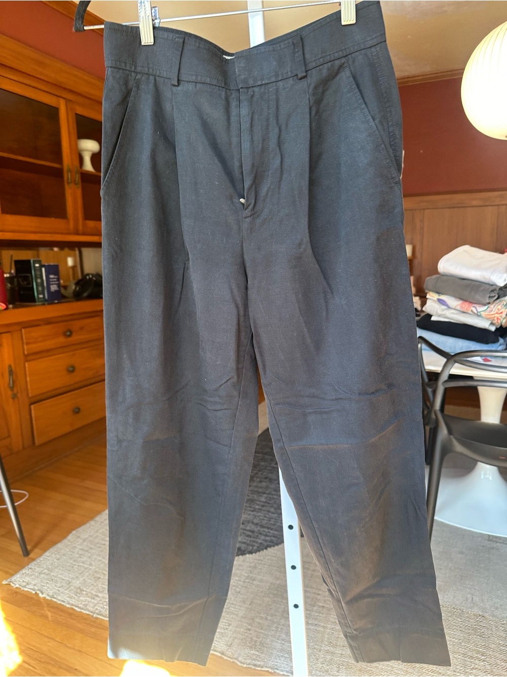 Everlane Black Pleated Straight-Leg Pants